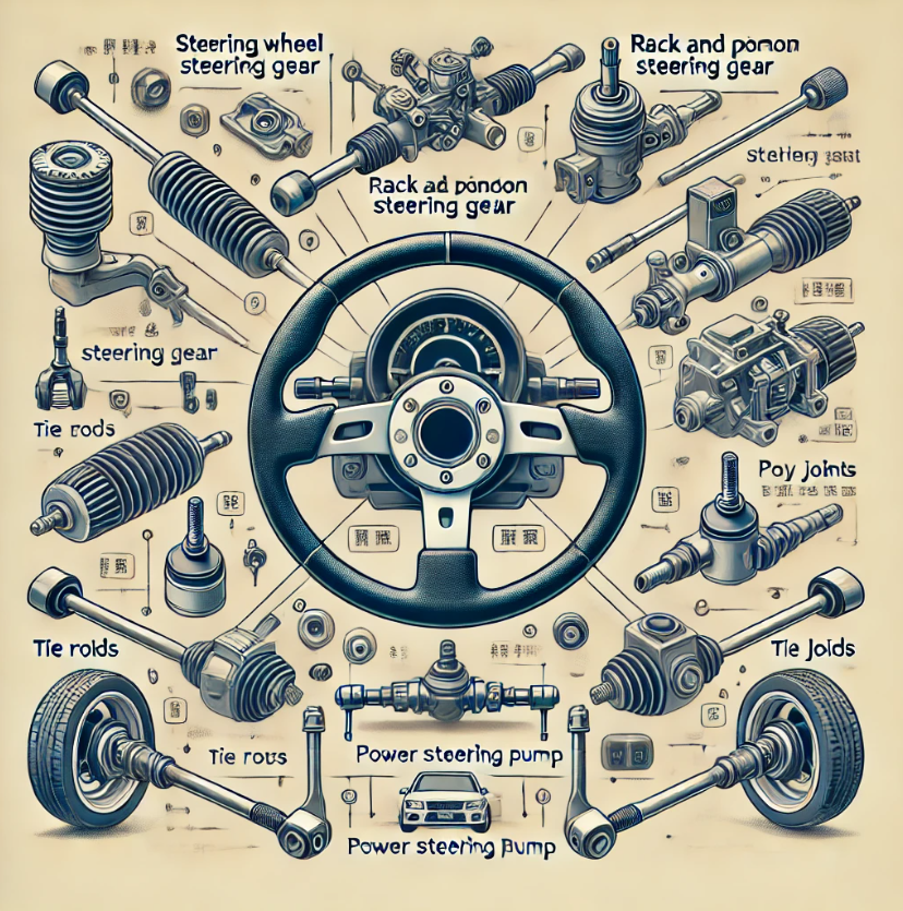 Types and composition of automobile steering systems by Asiautos Auto Parts( vehicles Aftermarket Parts Expert)