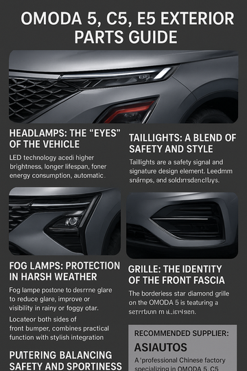 OMODA 5, C5, E5 Exterior Parts Guide by Asiautos Auto Parts (CHERY Aftermarket/genuine Parts Expert)